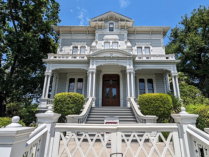 Daylight view of McHenry Mansion and its front entrance